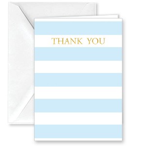 Paper Frenzy Baby Blue Stripe Thank You Note Cards and Envelopes - 25 pack - 1 of 1