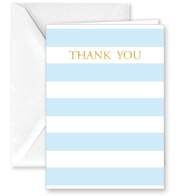 Paper Frenzy Baby Blue Stripe Thank You Note Cards and Envelopes - 25 pack, 1 of 2