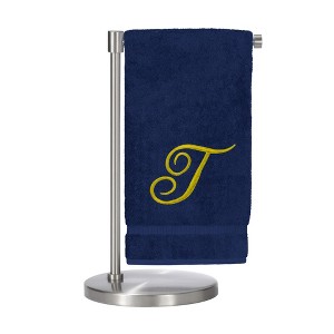 BC BARE COTTON Monogrammed Bath Towel, Personalized Gift, 27 x 54 inches - Set of 1 - Navy - Gold Script - 1 of 1