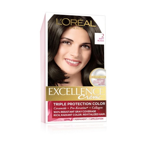 L Oreal Paris Excellence Triple Protection Permanent Hair Color 2 Soft Black 1 Kit