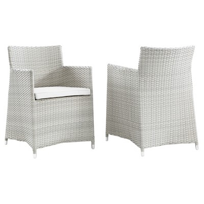 Junction Armchair Outdoor Patio Wicker Set of 2 in Gray White - Modway