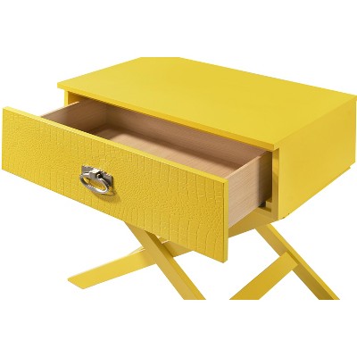 Yellow Croc Textured 1-Drawer X-Frame Nightstand