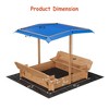 Wooden Sandbox with Canopy, Kids Sand Box with Bench Seats for Outdoor Play - 2 of 4