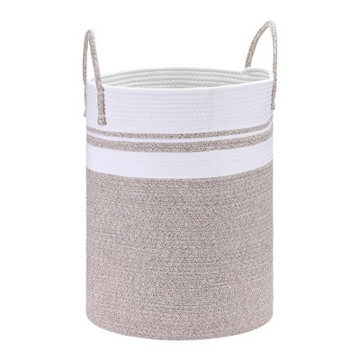 Unique Bargains Handcrafted Cotton Rope Widened Handles Storage Basket for Blankets, Clothes