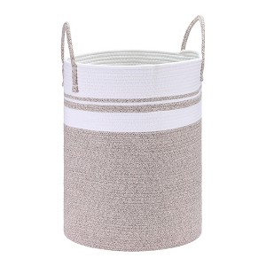 Unique Bargains Handcrafted Cotton Rope Widened Handles Storage Basket for Blankets, Clothes - 1 of 4