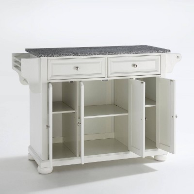Alexandria White Kitchen Island with Gray Granite Top
