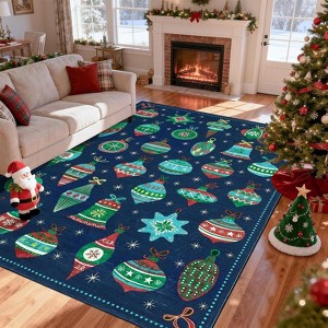 Christmas Rug Festive Dining Room Carpet,Non-Shedding Low Pile Floor Cover,Machine Washable Decorative - 1 of 4
