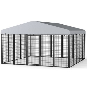 XBRIGH Large, medium and small black square dog crate for outdoor and lawn use with UV cover for outdoor backyard farms - 1 of 4