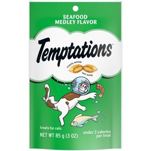 Temptations Seafood Medley Crunchy Cat Treats - 3oz - 1 of 4