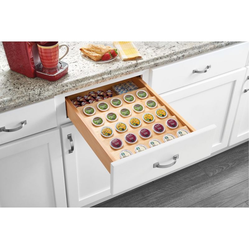Rev-A-Shelf 4CDI K-Cup Solid Wood Custom Kitchen Drawer Insert with Extra Utensil Storage Organizer, Maple, 3 of 7
