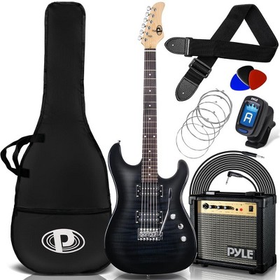 Electric Guitar Kit with Amp for Beginner Musicians, Black Finish, Includes Accessories, Great for Practice and Jamming