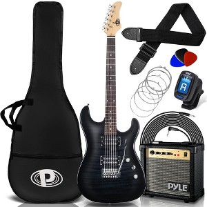 Electric Guitar Kit with Amp for Beginner Musicians, Black Finish, Includes Accessories, Great for Practice and Jamming - 1 of 4