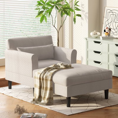 Mjkone 37'' Ice Velvet Chaise Lounge Sofa Couch