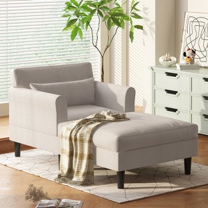 Mjkone 37'' Ice Velvet Chaise Lounge Sofa Couch - 1 of 4
