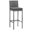vidaXL 7 Piece Patio Bar Furniture Set with Cushions - Gray Poly Rattan Construction, Solid Acacia Wood Tabletop, Weatherproof Outdoor Set. - 4 of 4