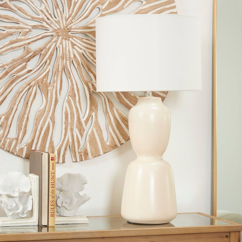 28&#34;x14&#34; Ceramic Rounded Hourglass Table Lamp Cream - Olivia &#38; May, 3 of 11