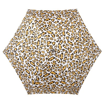 Cirra by ShedRain Leopard Print Mini Manual Compact Umbrella - White