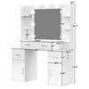 NES Vanity Desk with Mirror and Lights, Glass Top, Charging Station, Mirror, Nightstand, 3 Lighting Modes, White - 2 of 4