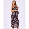 INSPIRE CHIC Women's Mesh Ruched Side Stylish Bodycon Spaghetti Strap Midi Maternity Dress - 3 of 4