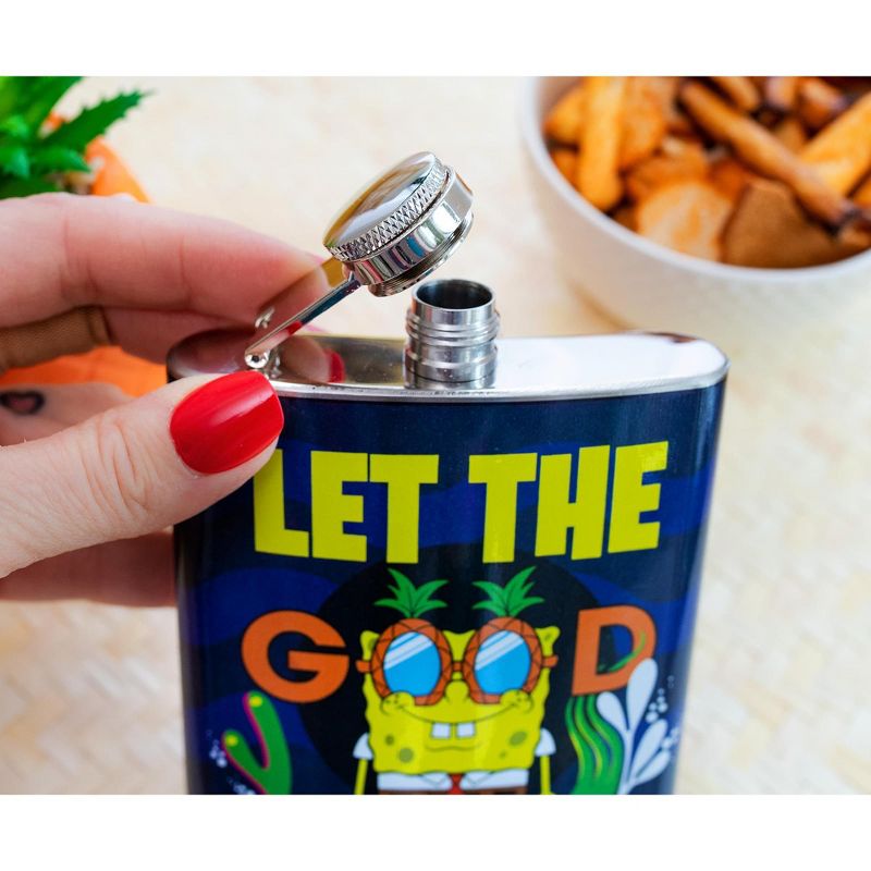 Silver Buffalo SpongeBob SquarePants "Mister Good Times" Stainless Steel Flask | Holds 7 Ounces, 5 of 7