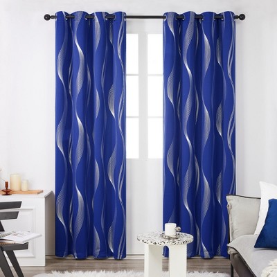 Deconovo Silver Wave Room Darkening Grommet Curtains (2 Panels)