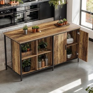 Hommoo 63" Counter-Height Bar Cabinet, 2-Tier Pub Table with Storage Shelves - 1 of 4