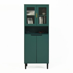 Lirago Green Tall Bookcase with 4 Glass Doors Adjustable Storage Cabinet apply to Kitchen or Living Room or Dining Room 23.62"Dx13.78"Wx63"H - 1 of 4