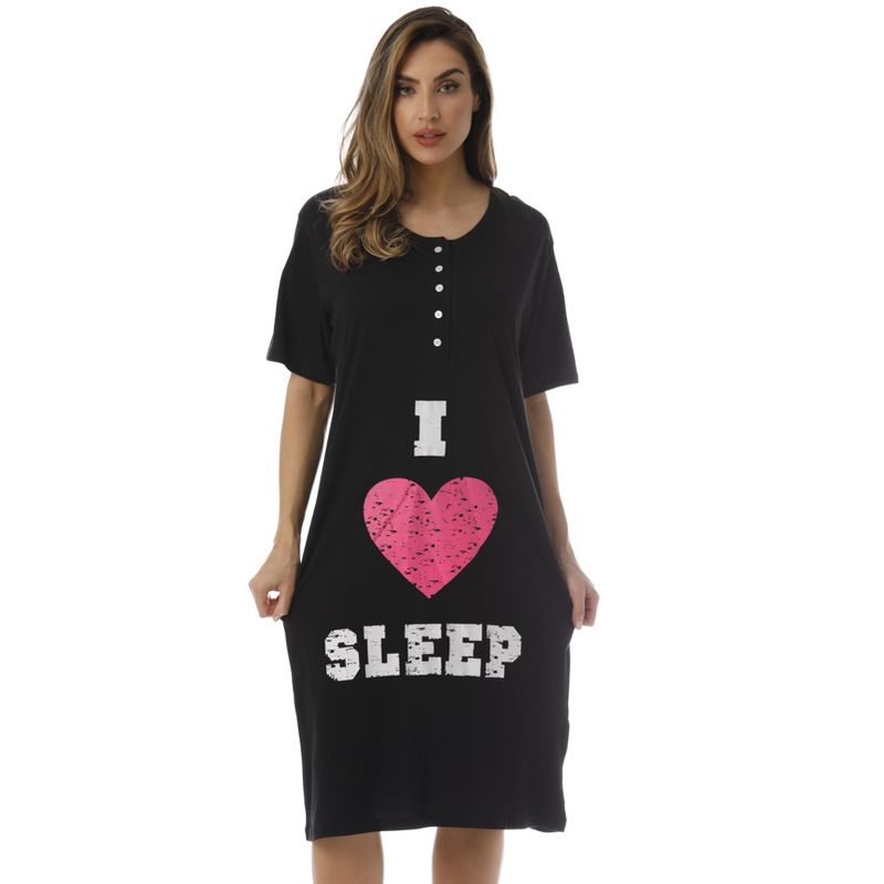 Just Love Womens Nightgown - Short Sleeve Henley Oversized Sleepwear Gown, 1 of 4