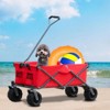 FURNIinspire Outdoor Serving Carts Park Garden Cart Tool Customized Color Folding Camping Trolley Outdoor Picnic Beach Wagon, Red, 37.8"*21.2"*34.45" - 4 of 4