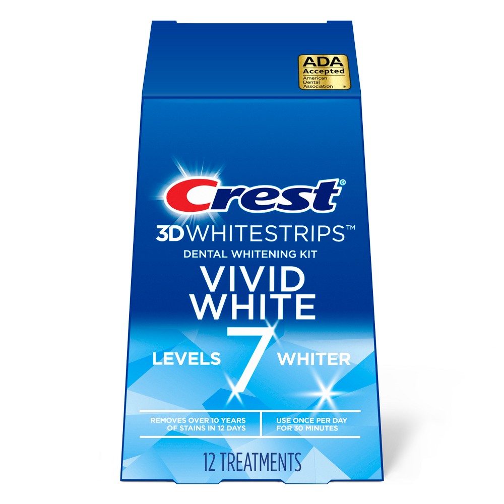 Photos - Toothpaste / Mouthwash Crest 3D Whitestrips Vivid White Teeth Whitening Kit - 12 Treatments 