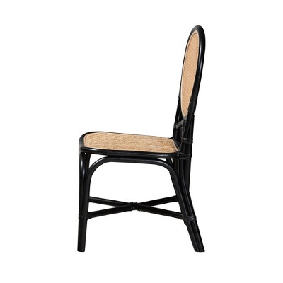 Ayana Black and Natural Rattan Low Side Chair
