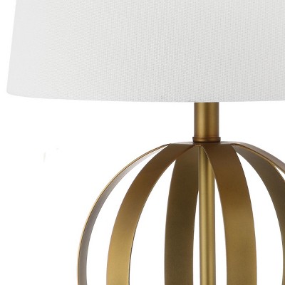 Euginia Sphere Gold-Finished Metal Table Lamp Set with White Cotton Shade