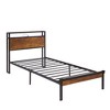 Twin Size Platform Bed, Modern Twin Bed Frame With Wood Headboard, LED Lights And USB Ports, Metal Slats Support Bed Frame, No Box Spring Needed - 3 of 4