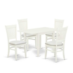 5-Piece Linen White Finish Solid Wood Top - Rectangular Dining Room Set Seats-4 - 1 of 4