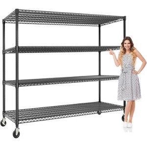 Heavy Duty 5-Tier Industrial Shelving Unit - 3300 LBS Capacity, Adjustable Metal Garage Shelves w/Wheels & Leveling Feet - 1 of 4