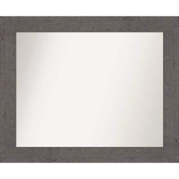 34" x 28" Non-Beveled Rustic Plank Gray Wall Mirror - Amanti Art