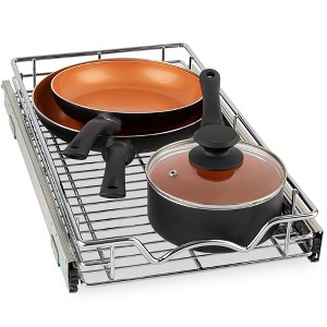 Hold N' Storage - Pull out Cabinet Organizer with Steel Metal Chrome Finished and 21 Inch Depth - 1 of 4