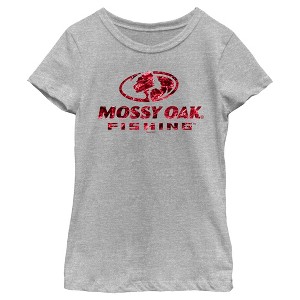 Girl's Mossy Oak Red Water Fishing Logo T-Shirt - 1 of 4