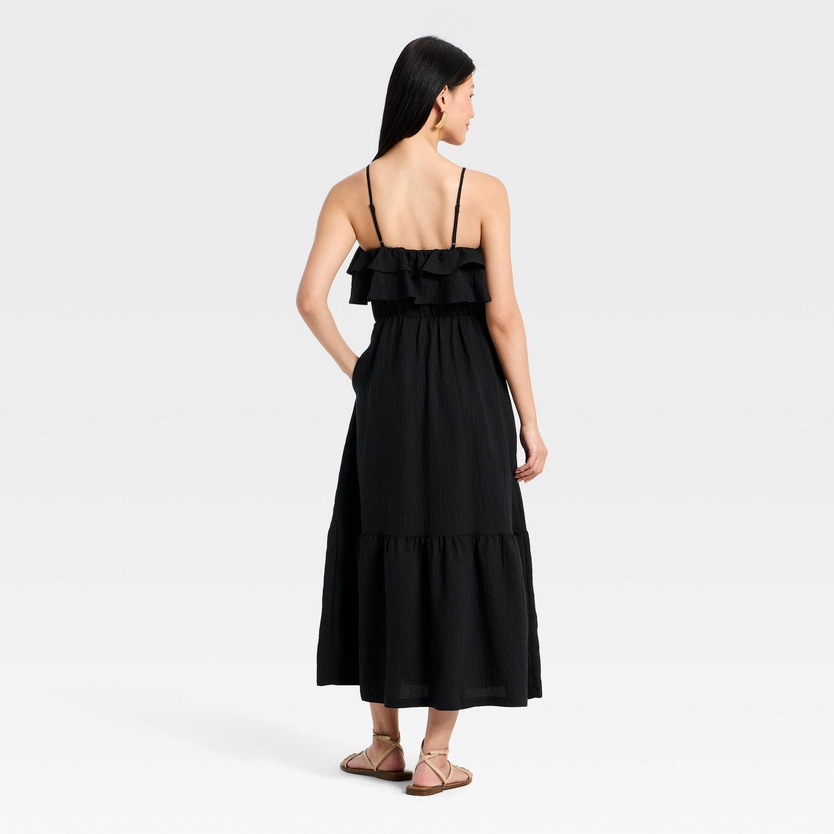 Женские платья A New Day Women's Sleeveless Ruffle Maxi A-Line Dress - A New Day™ Black XS — фото 2