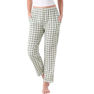Womens Plaid Pajama Bottoms Elastic Waist with Pockets Long Sleepwear Lounge Pants - 1 of 4