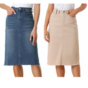 Allegra K Women's Casual High Waist Back Vent Short Denim Skirt 2 Packs - 1 of 4