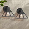 John Timberland Delia 9 1/4" High Modern Outdoor Wall Light Fixture Mount Porch House Set of 2 Weatherproof Textured Black Metal Clear Glass Shade - 2 of 4