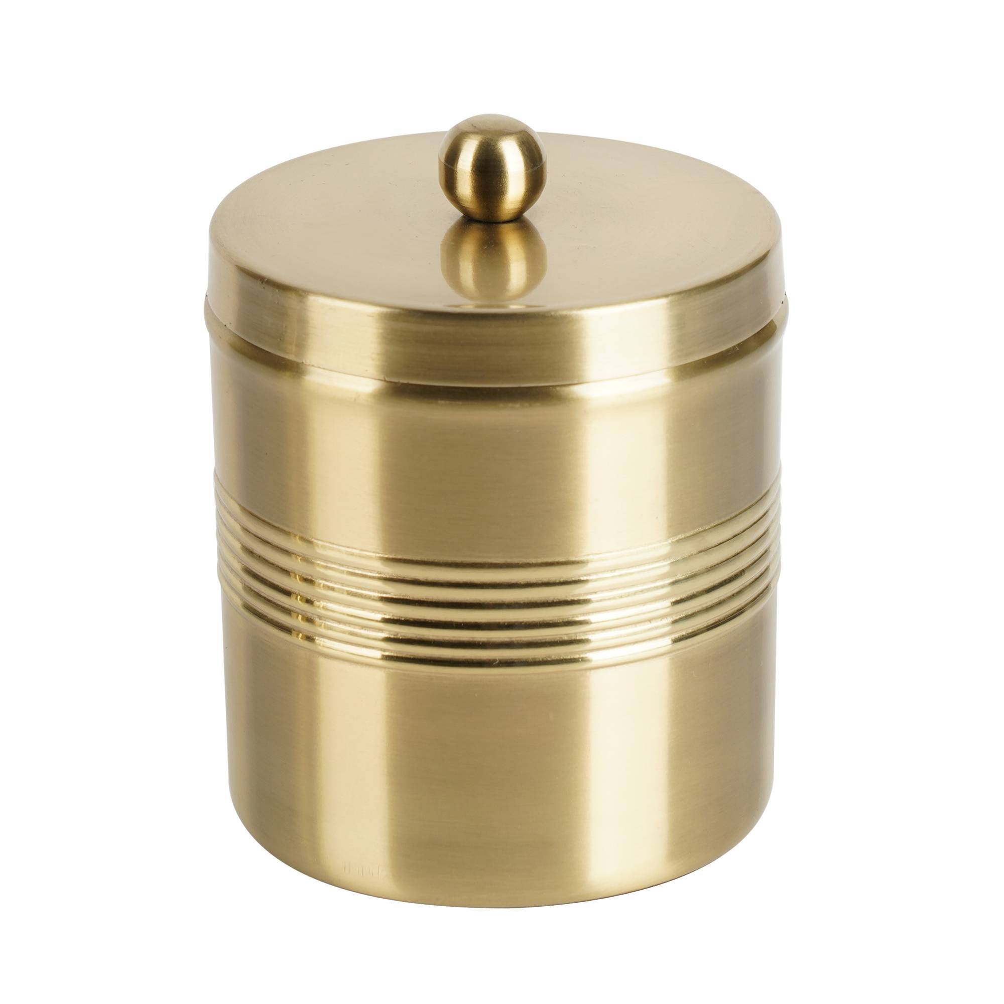Nu Steel Jewel Decorative Stainless Steel Bathroom Vanity Countertop Storage Organizer Canister Jar: Metallic Gold