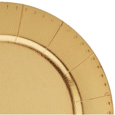 Gold Beaded 13" Square Disposable Paper Charger Plates