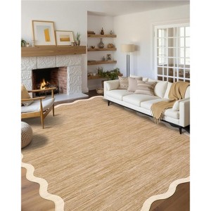 Washable Scalloped Area Rug, Soft Non-Slip Large Area Carpet for Bedroom, Living Room, Dining Room, Nursery, Modern Farmhouse Style - 1 of 4