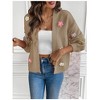 Clearlove Women's Ribbed Knit Cardigans Aesthetic Pretty Flowers Applique Button Up Sweater Coat - 2 of 4