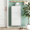 Vynxaria White Wall-Mount Shoe Organizer with 3 Flip Drawers for Entryway - 2 of 4