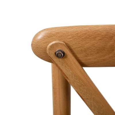 Light Brown Elm Wood Cross Back Dining Chair