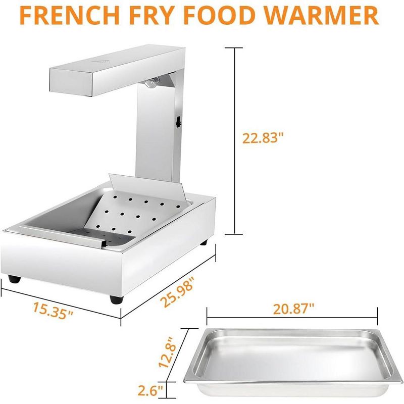 Commercial Heat Lamp Food Warmer Fry Station with Removable Drain Board Drip Pan, 2 of 7
