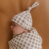 Makemake Organics Organic Swaddle Blanket & Hat Set - Olive Gingham - 3 of 4